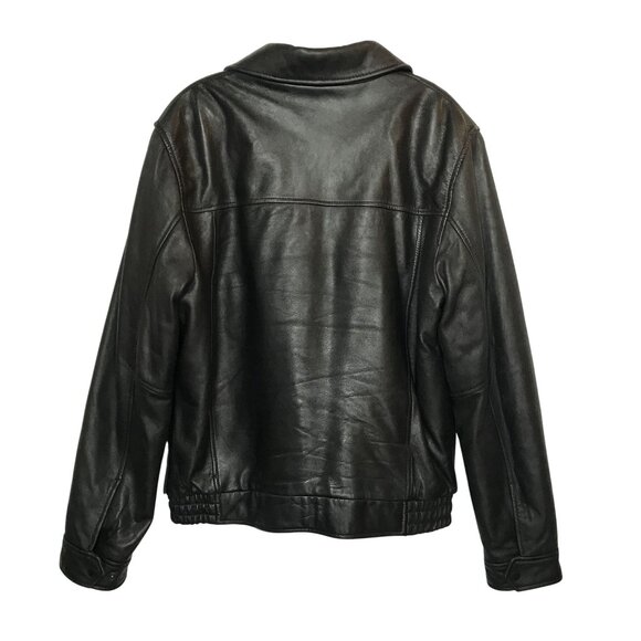 Tommy Hilfiger Mens Black Leather Jacket Size L - Picture 2 of 13